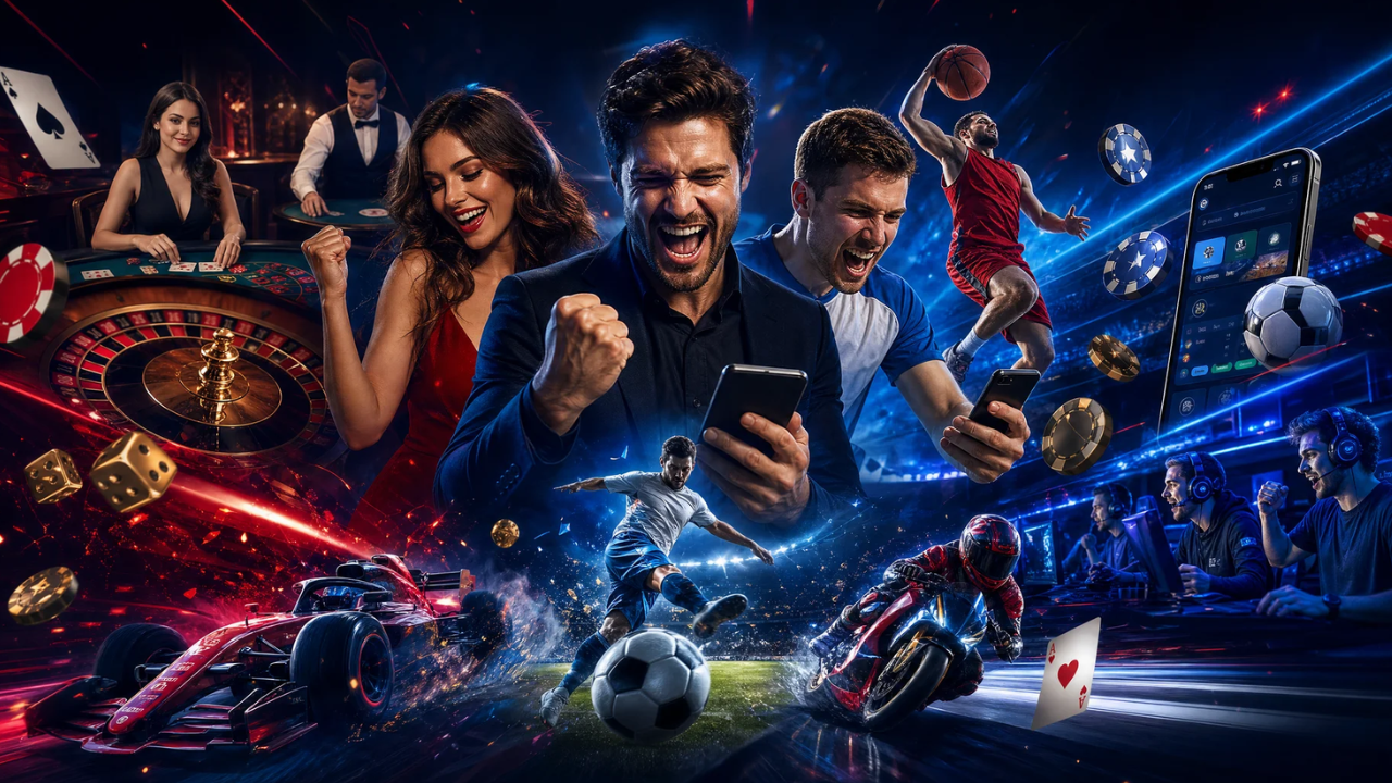 Casino games and sports betting themed hero artwork